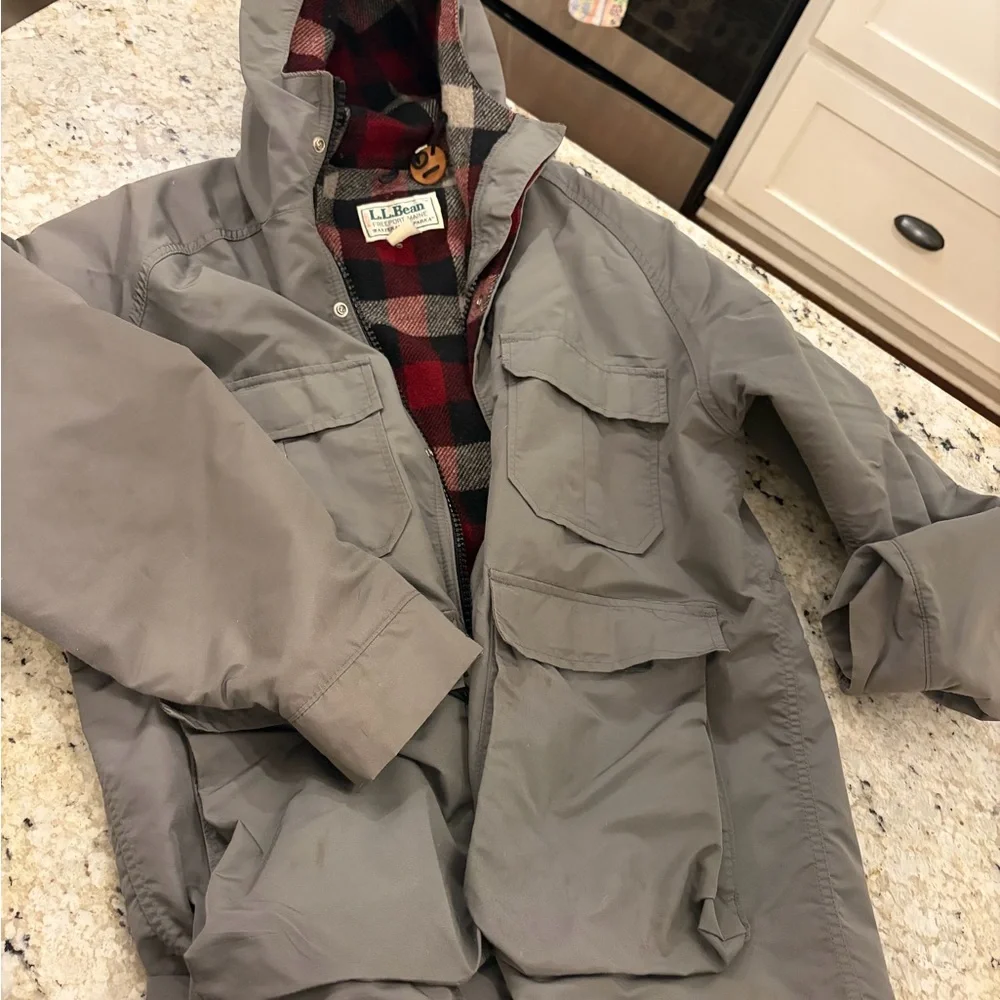 L.L. Bean Gray Baxter state parks with Red Plaid Lining